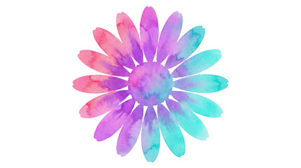 Fototapeta premium Vibrant Multicolored Flower with Pink, Purple, and Blue Petals, Isolated on Transparent Background