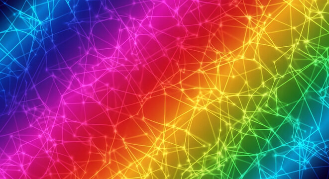 Abstract Colorful Network Connection Background with Glowing Nodes and Lines