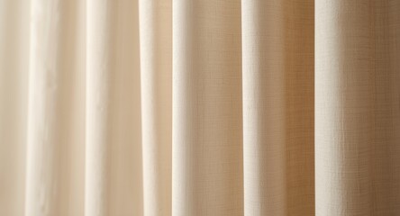 Obraz premium Beige curtain fabric backdrop with elegant texture and soft folds