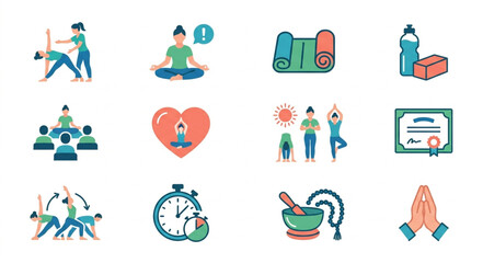 Fototapeta premium Collection of Yoga and Wellness Icons.