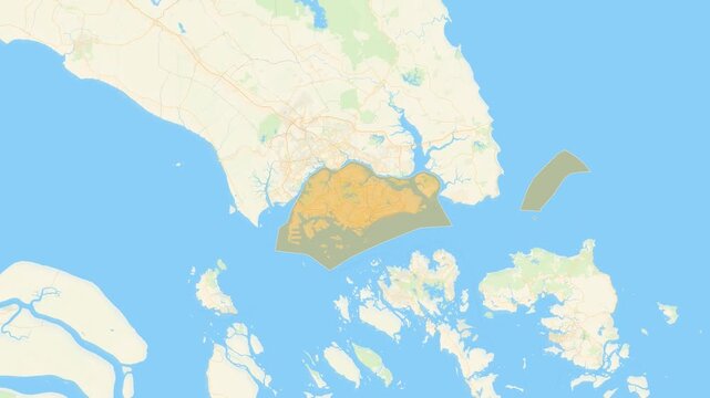 Zoom in on a Country from a Stylised World Map Singapore