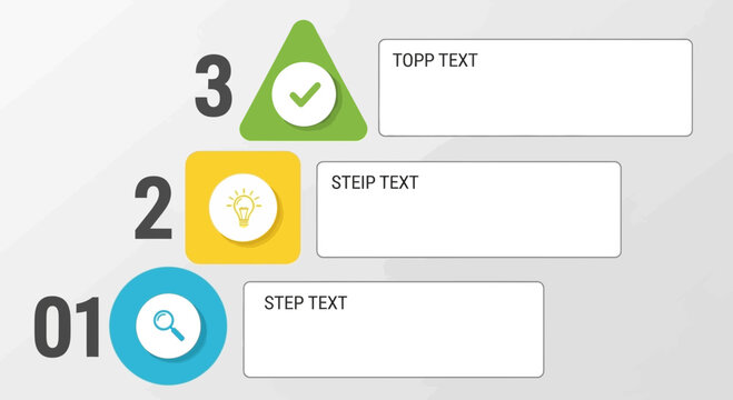 Infographic steps with icons and text boxes