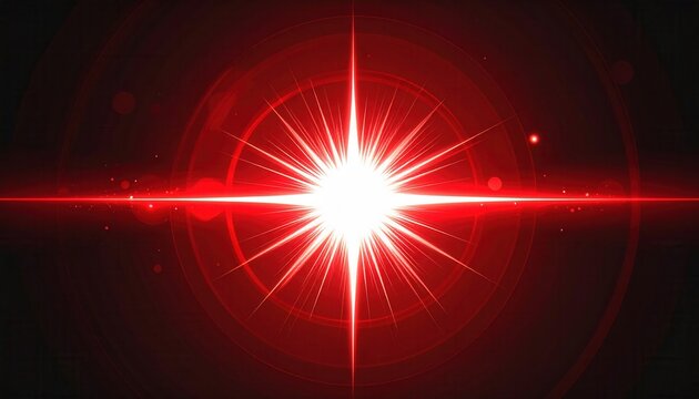 Effet d'explosion d'&eacute;toile blanche dynamique rayonnant des faisceaux lumineux rouges intenses et des motifs circulaires