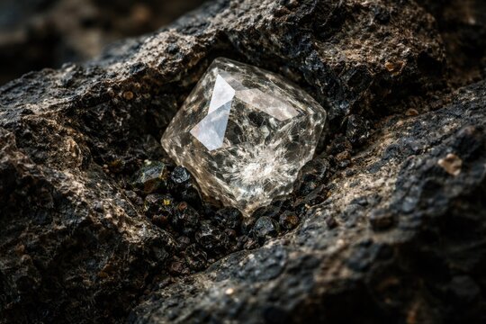 Raw diamond encased within volcanic kimberlite stone