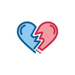 Obraz premium A Broken Heart Symbol in Blue and Pink