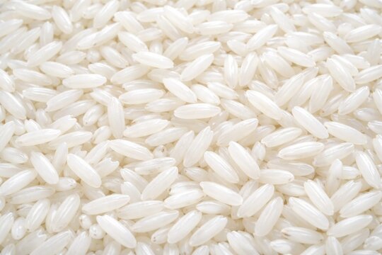 Smooth surface of polished long white rice grains