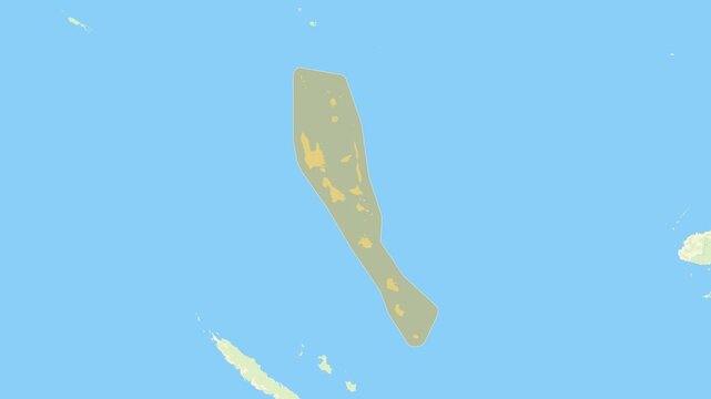 Zoom in on a Country from a Stylised World Map Vanuatu