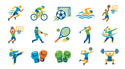 Fototapeta premium Collection of Diverse Sports Icons Representing Various Athletic Activities.