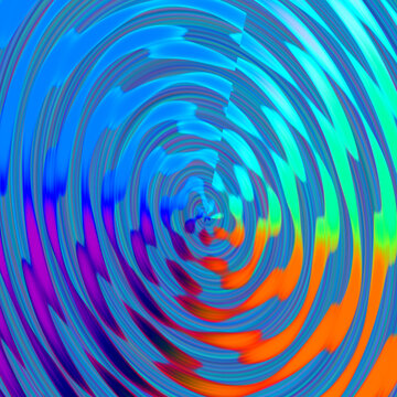 Grafica astratta con onde concentriche multicolore e effetto vortice dinamico, ideale per sfondi digitali, design moderni e progetti creativi che richiedono movimento e forte impatto visivo