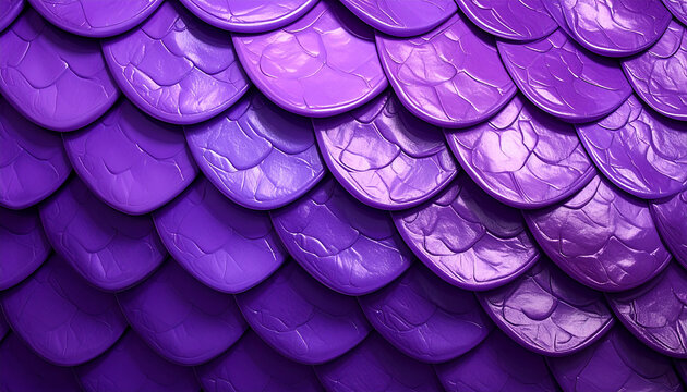 Close up of overlapping textured purple dragon scales pattern