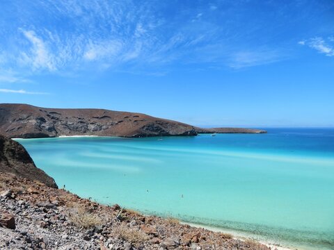 turquoise blue waters of the Balandra beach in La Paz, Baja California Sur (Lower California), Mexico