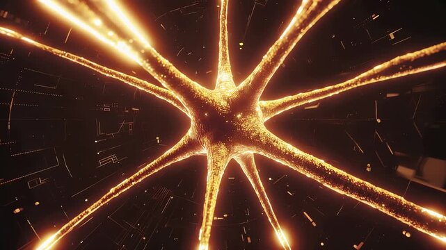 AI neural network visualization with luminous nodes 