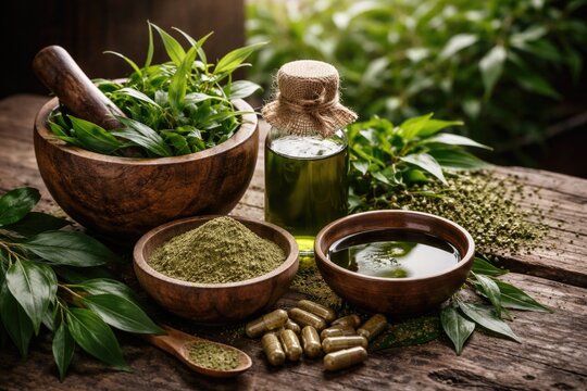 Traditional Thai remedy prepared from sustainable Andrographis paniculata Kariyat foliage