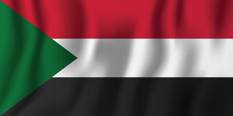 Obraz premium Waving flag of Sudan with red white and green colors national symbol illustration
