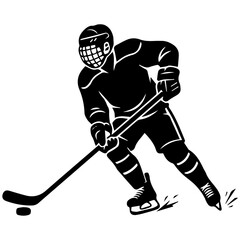 Obraz premium Ice Hockey Player Silhouette Vector Icon