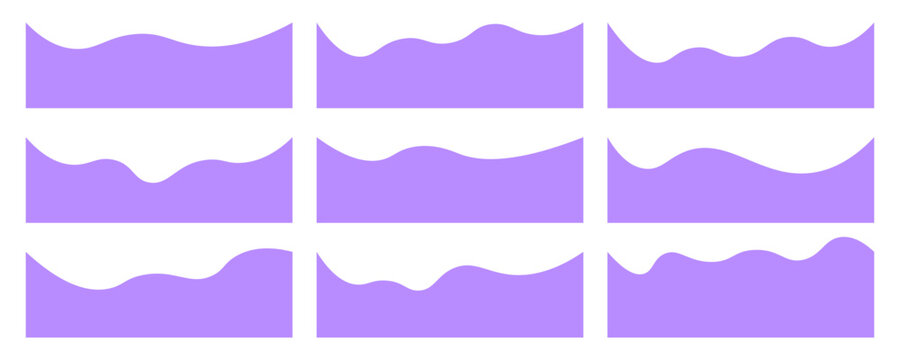 Collection of dividers shape templates. Modern separator header for website and app. Curve lines, wave collection of abstract design element for top and bottom page web site.Vector Illustration