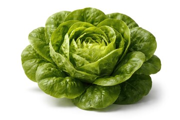 Obraz premium Natural butter crunch lettuce head representing nutritious eating isolated with white backdrop