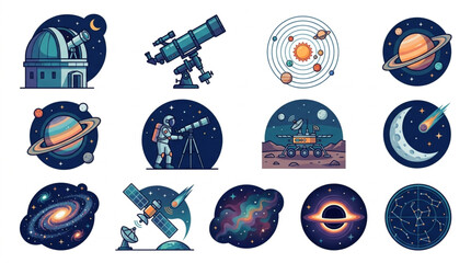 Collection of Space and Astronomy Illustrations. © andi