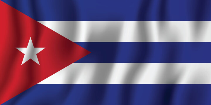 Cuban flag waving in the wind a national symbol of the Caribbean island nation