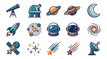 Collection of Space Exploration and Astronomy Icons. © andi