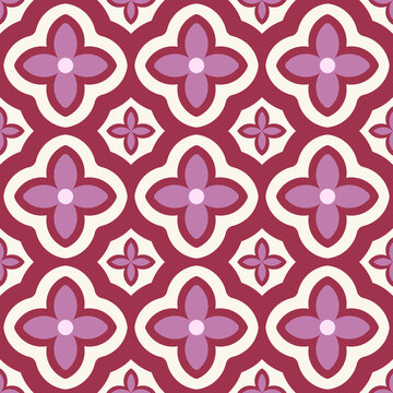seamless floral pattern, Seamless geometric floral pattern in Moroccan tile style vector background