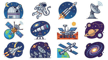 Collection of Space Exploration and Astronomy Icons. © andi