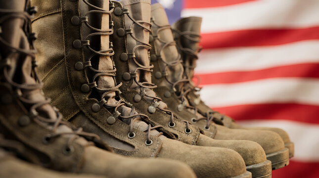 Hyper-Realistic 3D Render of Tactical Army Boots in Formation