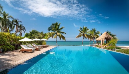Fototapeta premium tropical beach resort swimming pool near living room