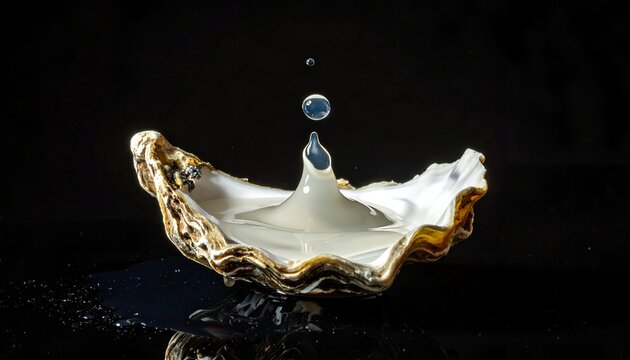 Shell containing liquid with a droplet frozen in time