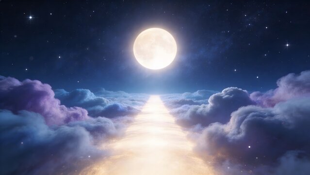 Moonlit sky with clouds and starry night