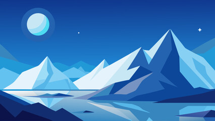 Arctic Glacier Mountains Cold Atmosphere Landscape Vector Illustration © Chamok Chandra