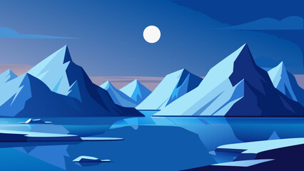 Arctic Glacier Mountains Cold Atmosphere Landscape Vector Illustration © Chamok Chandra