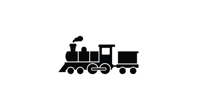 Vintage steam train silhouette against a white background