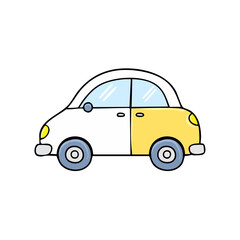 Obraz premium Charming cartoon car illustration, simple two-tone design, modern silhouette, perfect for children's themes
