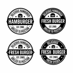 Obraz premium Classic hamburger emblems designed with retro rubber seal aesthetics