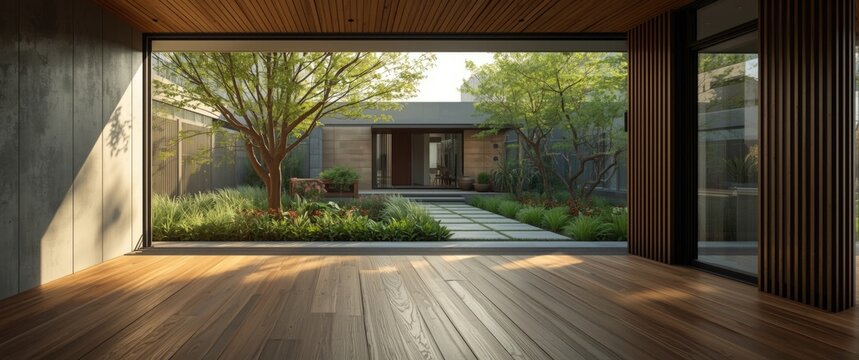 A sleek renovation featuring an open plan composite deck and a landscaped multi level courtyard