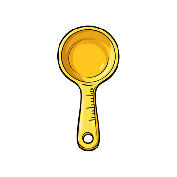 Golden Measuring Spoon With Scale Markings and Hanging Hole