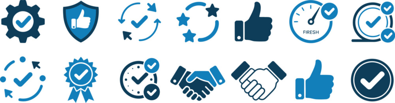 Reliability icon set trust quality verified security symbols vector illustration