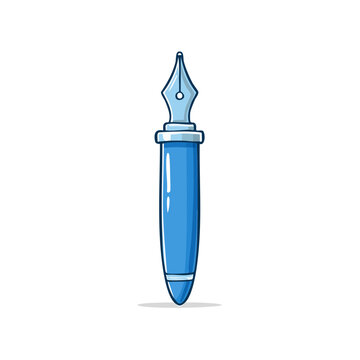 Stylized Blue Fountain Pen for Writing and Illustration