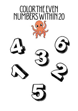 ELEMENTARY SCHOOL MATHEMATICS EXERCISE: COLOR THE EVEN NUMBERS