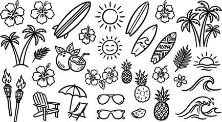 Tropical summer vacation icons and symbols © mdtaher