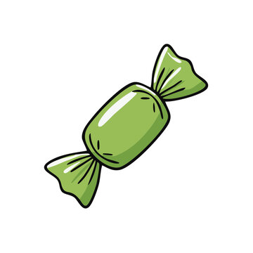 Green Wrapped Hard Candy Sweet Treat Illustration