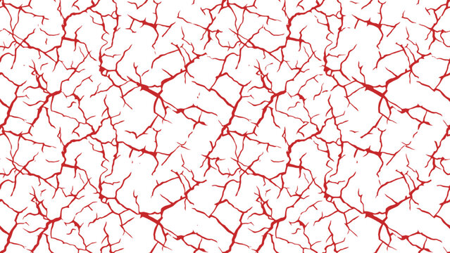 Seamless Pattern of Red Capillary Blood Vessels on White Background