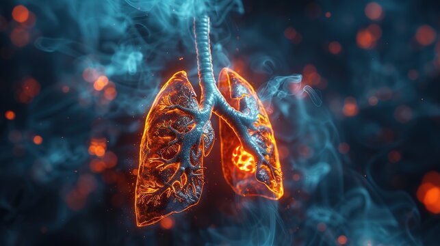 Medical Illustration of Pulmonary Embolism, Showing Blood Clot Blocking Pulmonary Artery, Deep Vein Thrombosis Origin, Lung Vascular Obstruction, Pathophysiology and Clinical Symptoms of Respiratory 