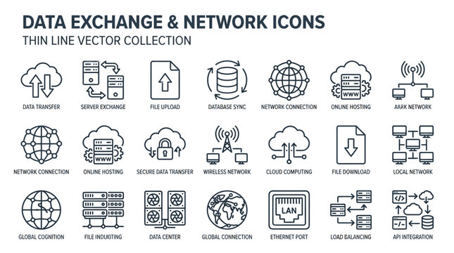 Data Exchange Network Icons Vector.