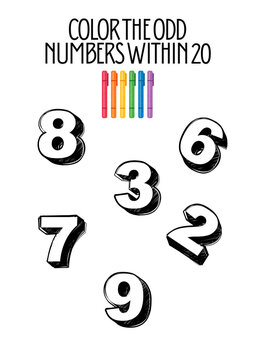 MATHEMATICS EXERCISE FOR ELEMENTARY SCHOOL: COLOR THE ODD NUMBERS 3