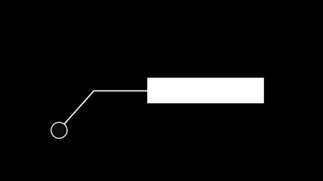 Callout graphic element with a white rectangular box on a black background, animation title text placeholder information motion