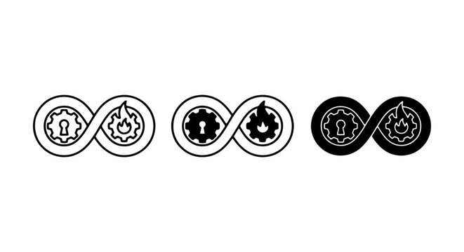 DevOps Infinity Loop Icons: Continuous Integration, Delivery, Automation, Workflow