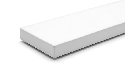 Fototapeta premium Minimalist white rectangular box with beveled edges, clean geometric shape, isolated on white background