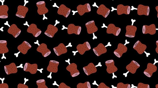 骨付き肉が浮かぶ原始的なループアニメーション背景